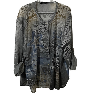 Bella Amore Grey Patterned Blouse Size Large/XL